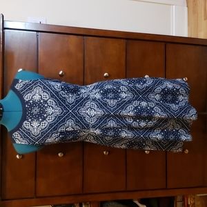 Blue & White Geometric Print Slim Dress Size 2 Tommy Hilfiger